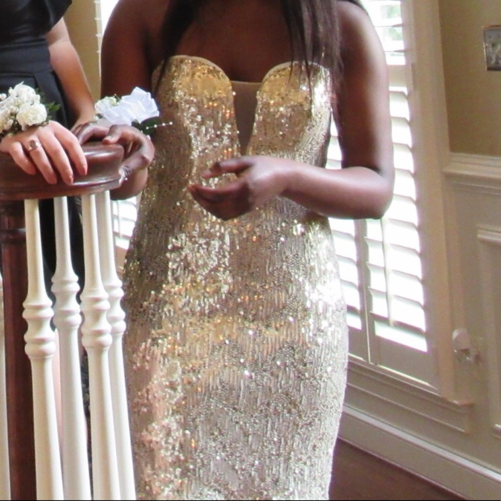 Gold Sequin Prom Dress